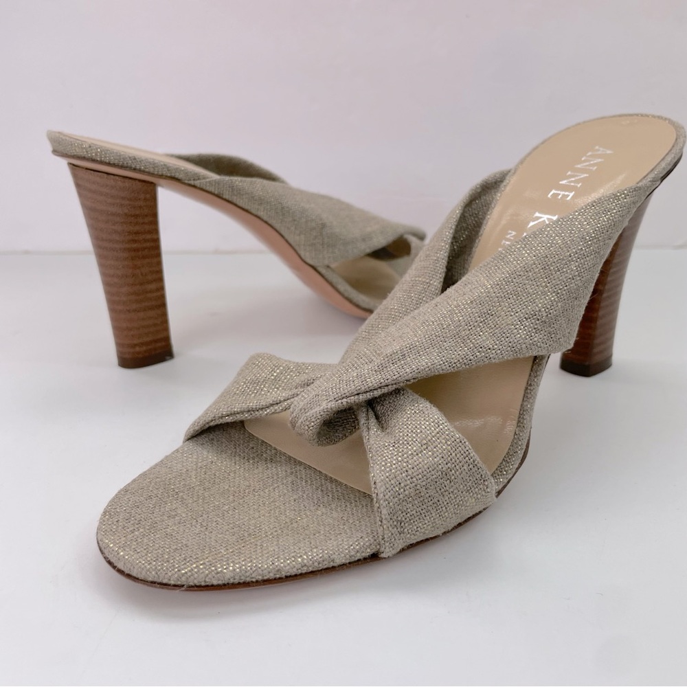 Anne Klein Neutral Open-Toe Slip-On Heeled Sandal